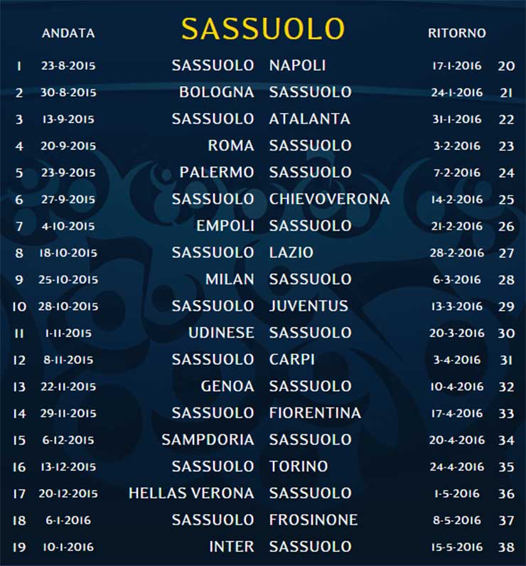 calendario-sassuolo-calcio-ocmpleto