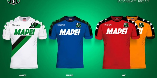 Maglie Sassuolo, stagione 16-17. Fonte: pagina facebook sassuolo