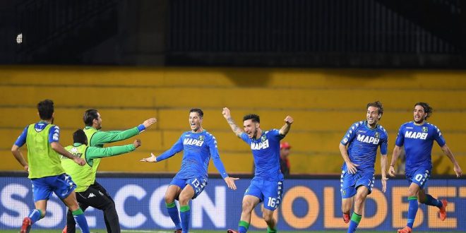 Benevento-Sassuolo 1-2, esultanza