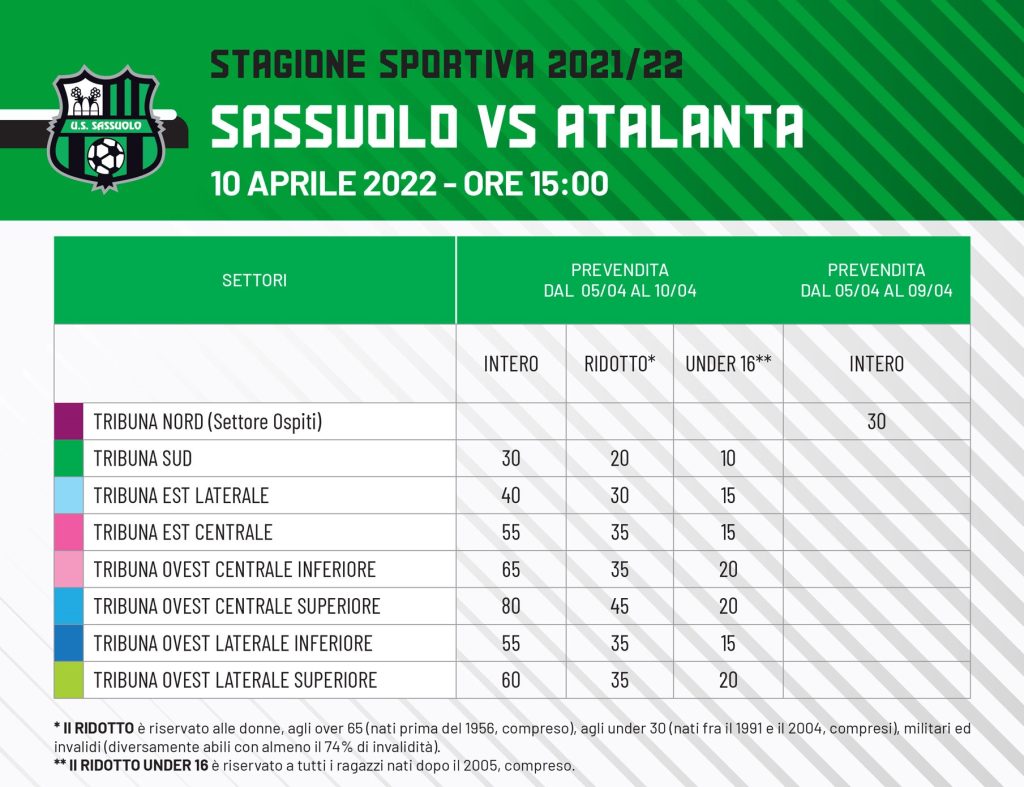 biglietti sassuolo atalanta